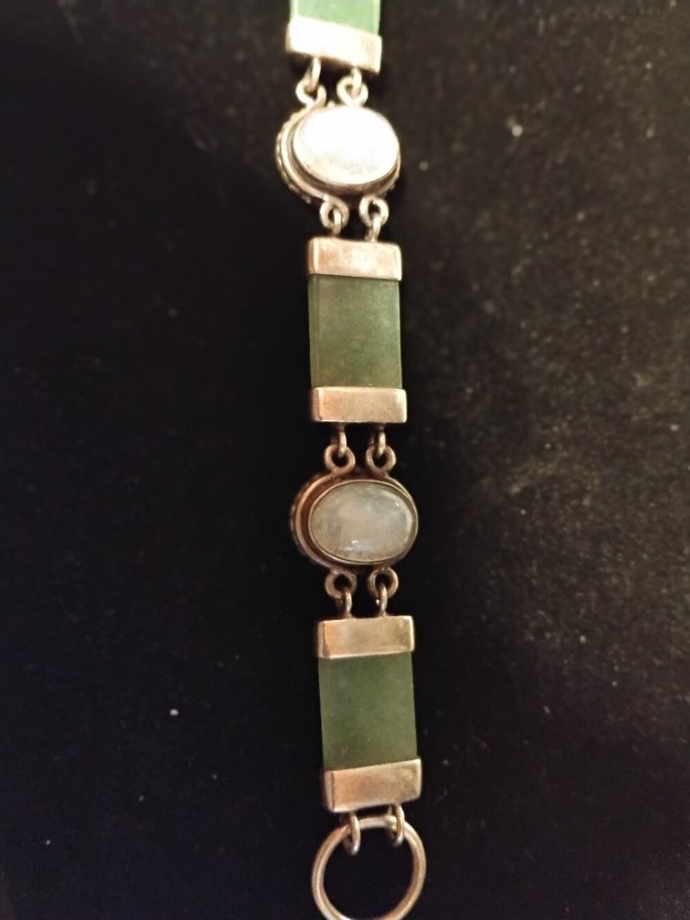 925 silver Jade and Moon Stones..Signed NK..American Indian